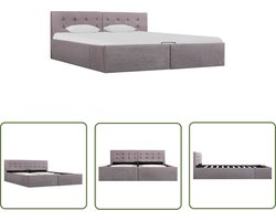 The Living Store Bedframe met hydraulische opslag stof taupe 160x200 cm - Hydraulisch Bed - Stof Bed - Opbergbed - Taupec Bed - Boxspring Bed