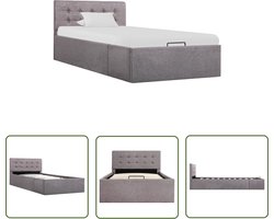 The Living Store Bedframe met hydraulische opslag stof taupe 90x200 cm - Hydraulisch Bed - Opbergbed - Tweepersoonsbed - Boxspring - Bedframe