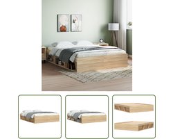 The Living Store Bedframe sonoma eikenkleurig 140x190 cm - Modern Bed Frame - Houten Bedframe - Bed Frame Design - Bedroom Furniture - Sonoma Oak Bed