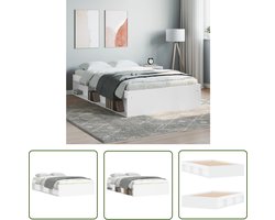 The Living Store Bedframe wit 120x200 cm - Houten Bed Frame - Tweepersoons Bed - Witte Bed Frame - Modern Bed Frame - Bed Frame Met Opbergvakken