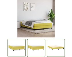 The Living Store Bedframe zonder matras 140x200 cm stof groen - Boxspring Frame - Slaap Comfort - Houten Bedframe - Green Bed - Tweepersoons Bed