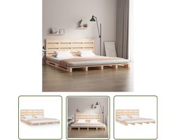 The Living Store Bedframe zonder matras massief grenenhout 180x200 cm - Houten Bed - Massief Grenenhout - Bedframe - Tweepersoonsbed - Super King Size Bed