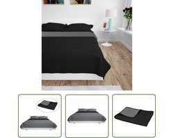 The Living Store Bedsprei dubbelzijdig 220x240 cm quilt grijs en zwart - Comfortabele Bedsprei - Dubbelzijdige Bedsprei - Fleece Bedsprei - Katoenen Bedsprei - Winterbedsprei