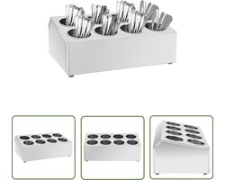 The Living Store Bestekhouder 8 vakken rechthoekig roestvrij staal - Bestekkhouder - Roestvrijstaal - Bestek Organizer - Servieskast - Keukenaccessoires