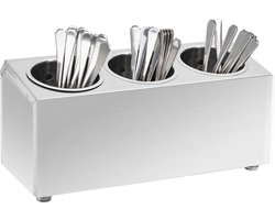 The Living Store Bestekhouder RVS - 38.5 x 15 x 18 cm - 3 vakken