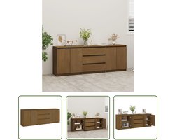 The Living Store Bijzetkast 180x36x65 cm massief grenenhout honingbruin - Bijzetkast - Houten Kast - Grenoble Kast - Side Table - Opbergkast
