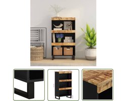 The Living Store Bijzetkast 60x33x107 cm massief mangohout - Bijzetkast - Industriele Bijzetkast - Mangohouten Kast - Houten Kast - Nachtlamptafel