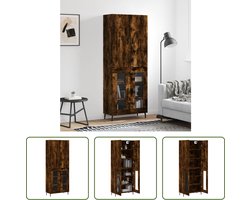 The Living Store Bijzetkast - Houten Hoge Kast - Gerookt Eiken - 69.5 x 34 x 180 cm (B x D x H)