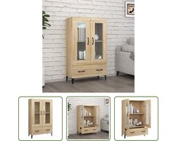 The Living Store Bijzetkast - Sonoma Eiken - 70x31x115cm - Hout en Glas