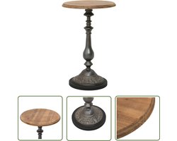 The Living Store Bijzettafel 40x64 cm massief vurenhout bruin - Bijzettafel - Salontafeltje - Vintage Meubilair - Hout Meubel - Industrieel Interieur