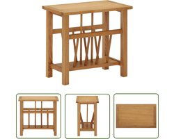The Living Store Bijzettafel 45x27x42 cm massief eikenhout - Bijzettafel - Houten Meubilair - Landelijke Stijl - Tijdloze Klassieker - Boekenplank