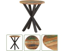 The Living Store Bijzettafel - Gerecycled hout - Meerkleurig - 48x48x56 cm - Handgemaakt