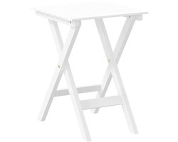 The Living Store Bijzettafel inklapbaar massief populierenhout wit - Bijzettafel - Inklapbare Tafel - Houten Tafel - Witte Tafel - Buitentafel