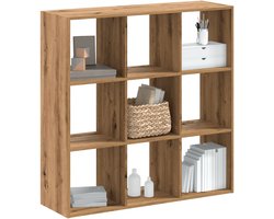 The Living Store Boekenkast 102x32x102 cm bewerkt hout artisanaal eikenkleurig - Boekenkast - Houten Boekenkast - Open Boekenkast - Eiken Boekenkast - Opbergkast