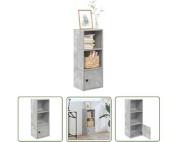 The Living Store Boekenkast 31x24x77 cm bewerkt hout betongrijs - Boekenkast - Houten Boekenkast - Betonnen Grijze Boekenkast - Opbergkast - Bibliotheekkast