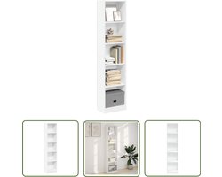 The Living Store Boekenkast 40x24x176 cm bewerkt hout wit - Boekenkast - Houten Boekenkast - Opbergkast - Bibliotheekkast - Livingroom Furniture
