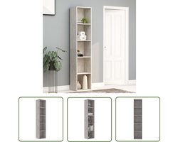 The Living Store Boekenkast 40x30x189 cm bewerkt hout betongrijs - Boekenkast - Houten Boekenkast - Grijze Boekenkast - Boekenplank - Woonkamerinrichting