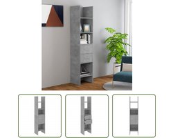 The Living Store Boekenkast 40x35x180 cm bewerkt hout betongrijs - Bibliotheek - Boekenkast - Opbergkast - Beton Grijs - Houten Meubilair