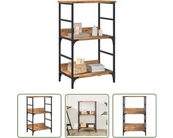 The Living Store Boekenkast 50x33x82 cm bewerkt hout artisanaal eikenkleurig - Boekenkast - Houten Boekenkast - Eiken Boekenkast - Opbergkast - Bibliotheekkast