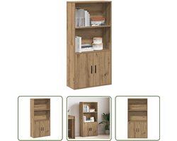 The Living Store Boekenkast 60x24x120 cm bewerkt hout artisanaal eikenkleurig - Dynamische Sleutel - Sleutelset - Gereedschap Set - Draper Tools - Klikmechanisme