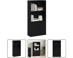 The Living Store Boekenkast 60x24x120 cm bewerkt hout zwart eikenkleurig - Dynamische Sleutel - Gereedschapset - Drapers Tools - Klikmechanisme - Torque Wrench