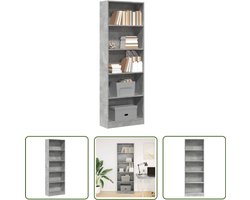 The Living Store Boekenkast 60x24x176 cm bewerkt hout betongrijs - Boekenkast - Houten Boekenkast - Opbergkast - Bibliotheekkast - Livingroom Furniture