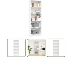 The Living Store Boekenkast 60x24x176 cm bewerkt hout wit - Boekenkast - Houten Boekenkast - Opbergkast - Bibliotheekkast - Livingroom Furniture