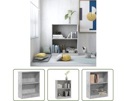 The Living Store Boekenkast 60x24x76 cm bewerkt hout betongrijs - Boekenkast - Houten Boekenkast - Grijze Boekenkast - Compact Boekenrek - Multifunctionele Boekenkast