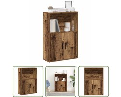 The Living Store Boekenkast 60x24x85 cm bewerkt hout oud houtkleurig - Dynamische Sleutel - Gereedschapset - Draper Tools - Klikmechanisme - Torque Wrench