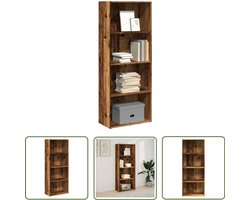 The Living Store Boekenkast 60x30x152 cm bewerkt hout oud houtkleurig - Boekenkast - Houten Boekenkast - Opbergkast - Bibliotheekkast - Tv-stand