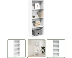 The Living Store Boekenkast 60x30x152 cm bewerkt hout wit - Boekenkast - Houten Boekenkast - Opbergkast - Bibliotheekkast - Livingroom Furniture