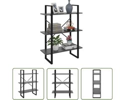 The Living Store Boekenkast 80x30x105 cm bewerkt hout grijs - Boekenkast - Houten Boekenkast - Grijze Boekenkast - Boekenplank - Bergruimte