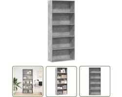 The Living Store Boekenkast 80x30x189 cm bewerkt hout betongrijs - Boekenkasten - Houten Boekenkasten - Betonnen Grijze Boekenkasten - Opbergkast - Kast