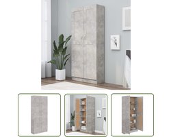 The Living Store Boekenkast 82,5x30,5x185,5 cm bewerkt hout betongrijs - Boekenkast - Houten Boekenkast - Grijze Boekenkast - Opslagmeubel - Woonkamerdecoratie