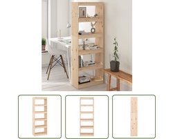 The Living Store Boekenkast Massief Grenenhout - 60 x 30 x 167.5 - 5 ruime vakken - Montage vereist - - The Living Store