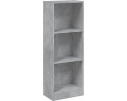 The Living Store Boekenkast met 3 schappen 40x24x109 cm bewerkt hout betongrijs - Boekenkast - Houten Boekenkast - Grijze Boekenkast - Betonnen Boekenkast - Boekenplank