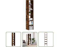 The Living Store Boekenkasten 2 st 30x30x80 cm bewerkt hout gerookt eikenkleurig - Boekenkasten - Houten Boekenkasten - Opbergkast - Wandplank - Living Room Furniture