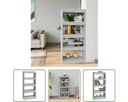 The Living Store Boekenkast/kamerscherm 60x30x135 cm bewerkt hout betongrijs - Boekenkast - Houten Boekenkast - Kamer Scheidingswand - Grijze Boekenkast - Betonnen Grijs