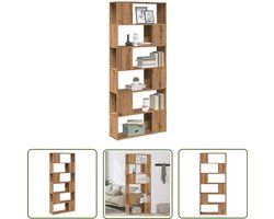 The Living Store Boekenkast/kamerscherm 80x24x186 cm artisanaal eikenkleur - Boekenkasten - Houten Boekenkasten - Boekenrek - Opslagoplossing - Livingroom Furniture