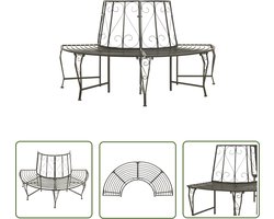 The Living Store Boombank - Halfrond - Staal - 160 x 80 x 89 cm - Zilvergrijs