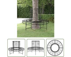The Living Store Boombank rond Ø137 cm staal zwart - Boombank - Houten Bank - Buitentijd - Tuinbank - Balkonbank