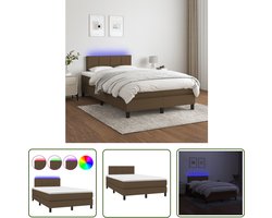 The Living Store Boxspring met matras en LED stof donkerbruin 120x200 cm - Boxspring - Led Lamp - Boxsprings - Dark Brown Furniture - Bedroom Decor