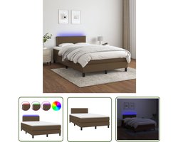 The Living Store Boxspring met matras en LED stof donkerbruin 120x200 cm - Boxspring - Slaapcomfort - Led Lamp - Adjustable Headboard - Bruine Boxspring