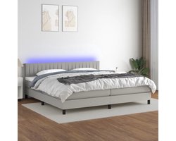 The Living Store Boxspring met matras en LED stof lichtgrijs 200x200 cm - Boxspring - Led Lamp - Pocketveer Matras - Slaapcomfort - Bedroom Furniture