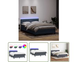 The Living Store Boxspring met matras fluweel donkergrijs 140x210 cm - Boxspring - Tweepersoons Bed - Lederlook Bed - Led Bed - Boxspring Met Matras