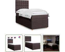The Living Store Boxspring met matras stof donkerbruin 90x190 cm - Boxspring - Bed Frame - Tweepersoons Bed - Één Persoons Bed - Lederen Bed