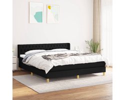 The Living Store Boxspring met matras stof zwart 180x200 cm - Boxspring - Boxsprings - Bed - Slaapmeubel - Boxspringbed - Boxspring Bed - Tweepersoonsbed - Bed Met Matras - Bedframe - Ledikant - Bedden