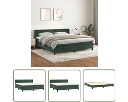 The Living Store Boxspringbed - Donkergroen fluweel - 160 x 200 cm - Pocketvering matras - Middelharde ondersteuning - Huidvriendelijk topmatras