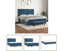 The Living Store Boxspringbed - Fluweel - Pocketvering - Middelharde ondersteuning - Huidvriendelijk topmatras - Inclusief bankje