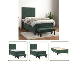 The Living Store Boxspringbed - Fluweel - Pocketvering - Middelharde ondersteuning - Huidvriendelijk topmatras - Multifunctioneel bankje